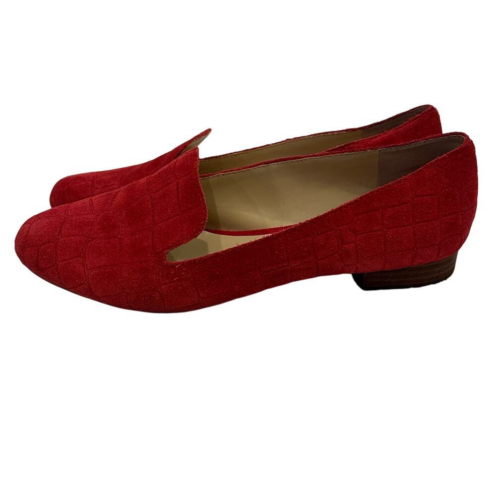 Vince Camuto Red Suede Shoes sz 7.5 VP Melley Pointed Toe Flats - Picture 2 of 7